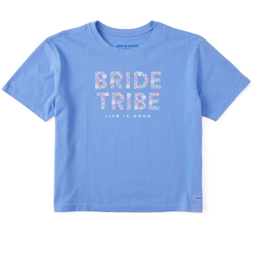 Women Life is Good Boxy Tees | Women'S Reprise Floral Bride Tribe Boxy Crusher Tee Cornflower Blue