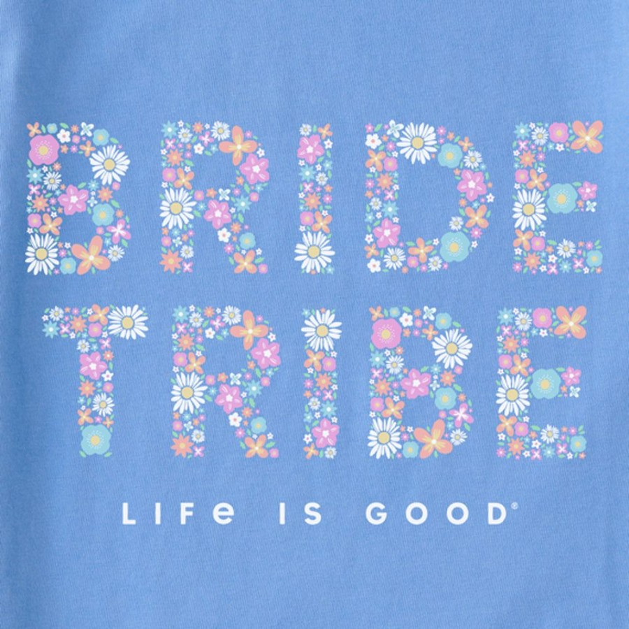 Women Life is Good Boxy Tees | Women'S Reprise Floral Bride Tribe Boxy Crusher Tee Cornflower Blue