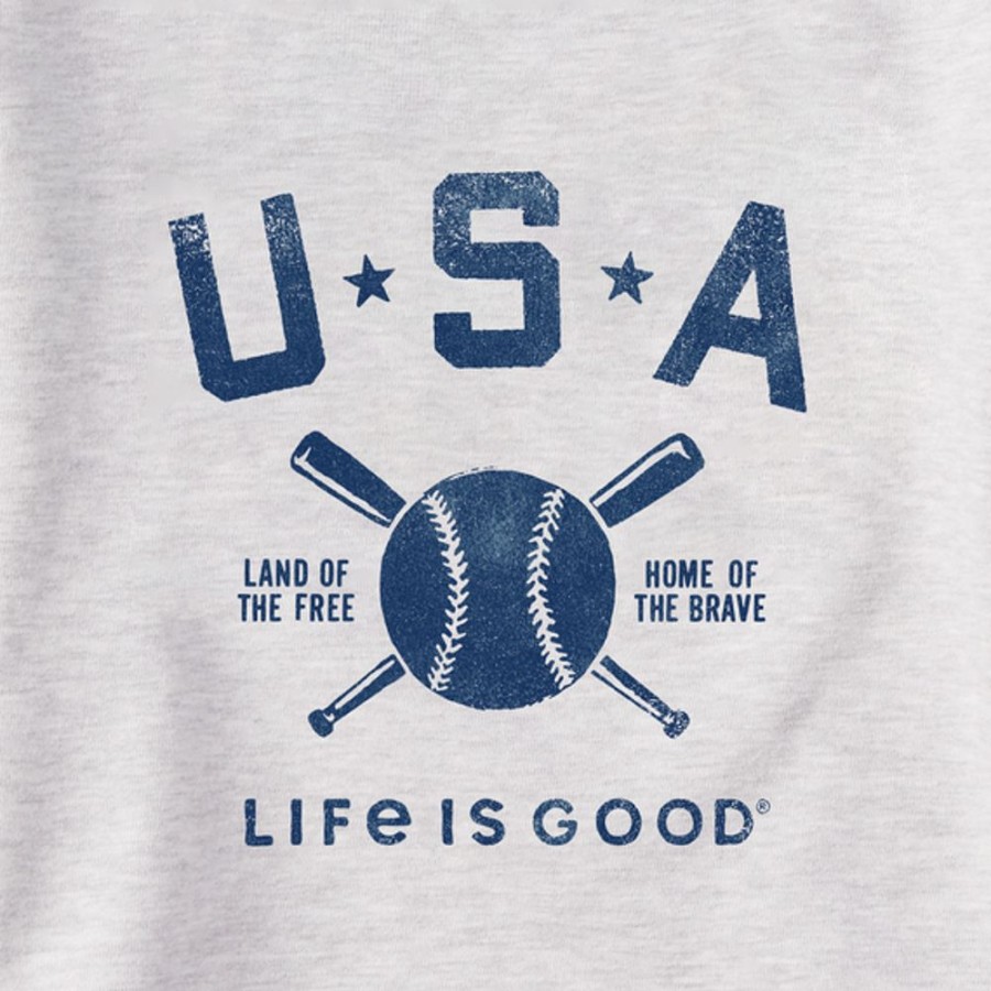 Men Life is Good Sweatshirts & Hoodies | Men'S Usa Baseball Simply True Fleece Crew Light Heather Gray