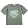 Women Life is Good Boxy Tees | Women'S Taurus Zodiac Vibes Boxy Crusher Tee Moss Green