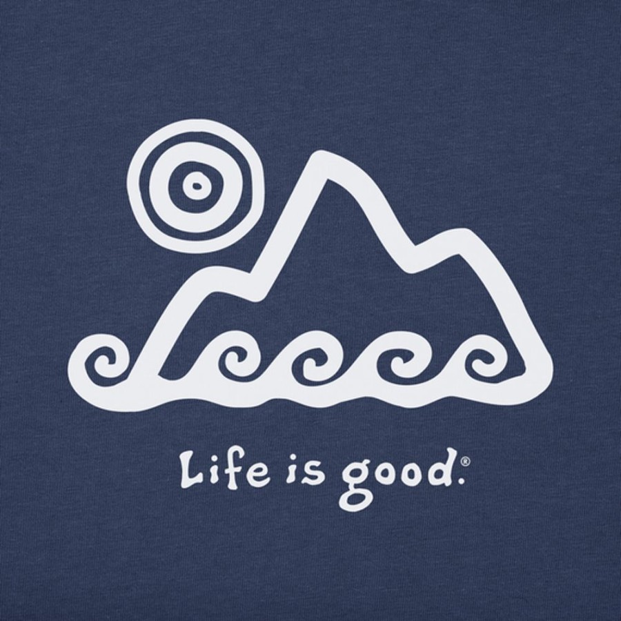 Men Life is Good Graphic Tees | Men'S Tribal Mountain Long Sleeve Crusher Tee Darkest Blue