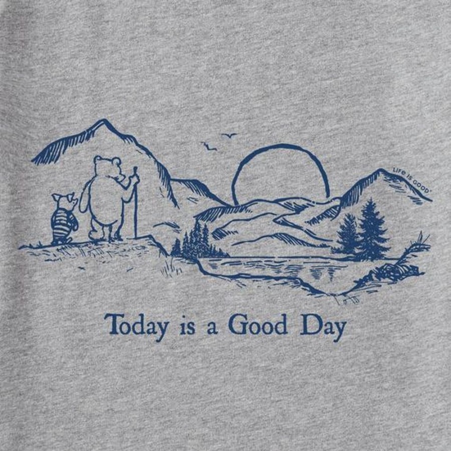 Women Life is Good Graphic Tees | Women'S Winnie & P Today Is A Good Day Short Sleeve Vee Heather Gray