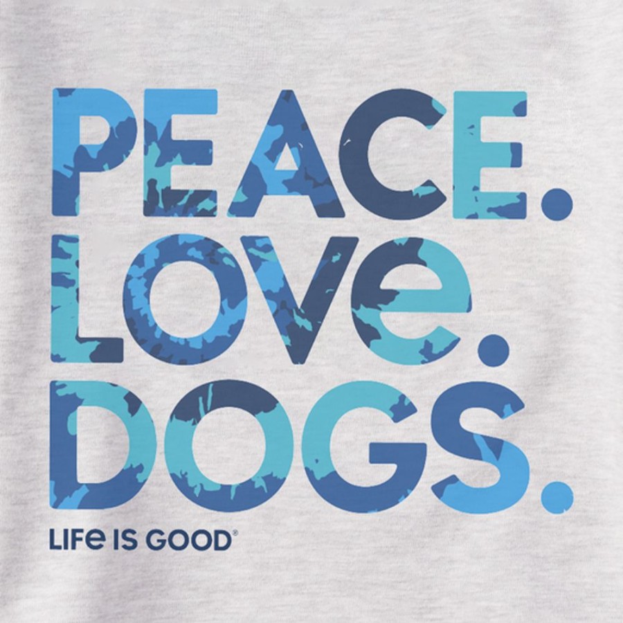 Men Life is Good Sweatshirts & Hoodies | Men'S Tie Dye Peace Love Dogs Simply True Fleece Crew Light Heather Gray