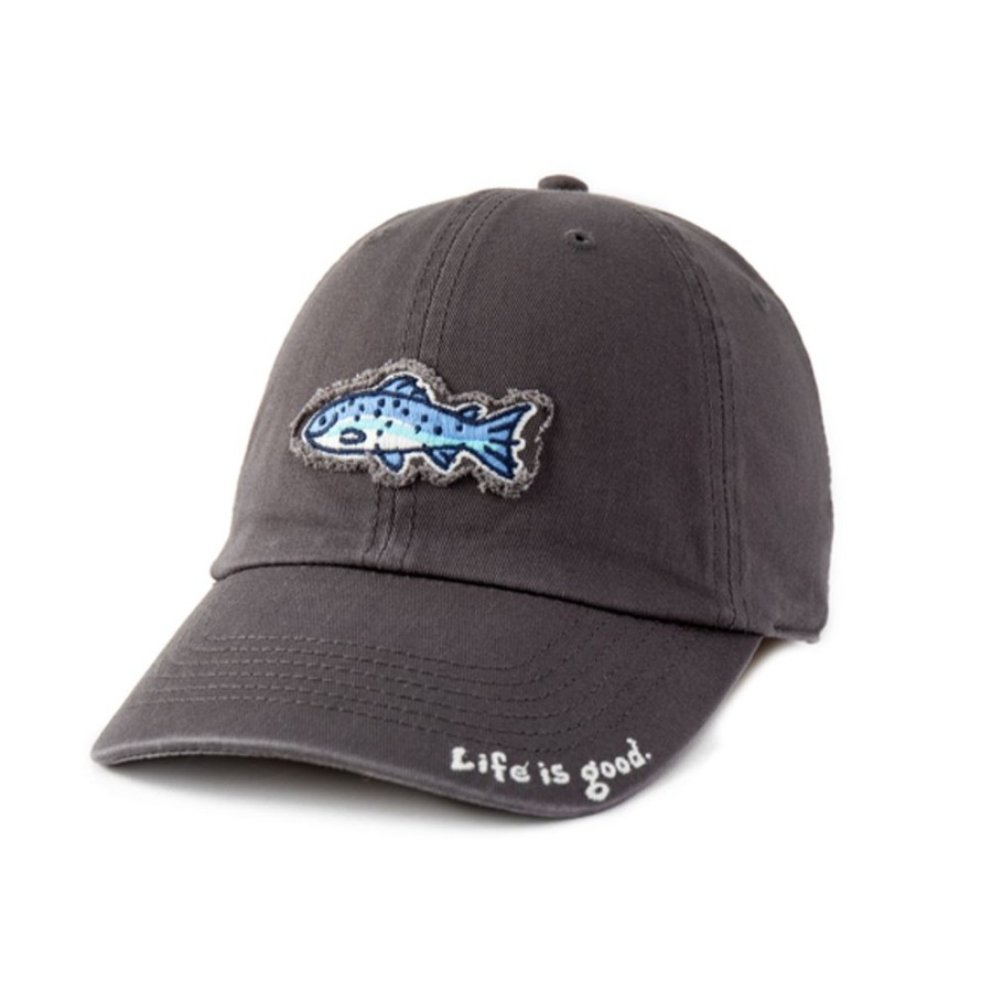 Men Life is Good Hats | Good Catch Tattered Chill Cap Slate Gray