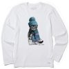 Men Life is Good Graphic Tees | Men'S Winter Cat Hat Long Sleeve Crusher Tee Cloud White