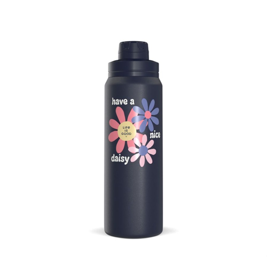 Home Hydrapeak Mugs | Nice Daisy 26Oz Stainless Steel Water Bottle Darkest Blue