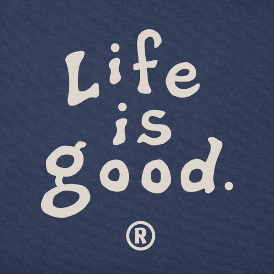 Men Life is Good Sweatshirts & Hoodies | Men'S Lig Vintage Wordmark Stacked Simply True Fleece Crew Darkest Blue