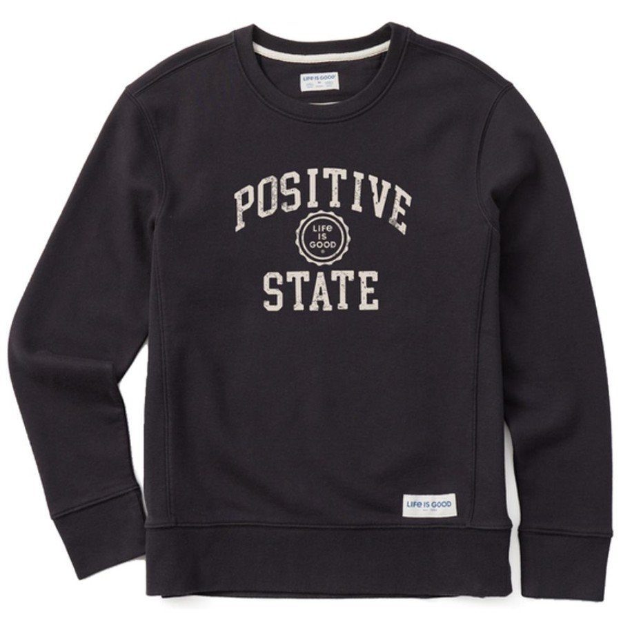 Women Life is Good Sweatshirts & Hoodies | Women'S Positive State Simply True Fleece Crew Jet Black