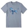 Men Life is Good Graphic Tees | Men'S Dog Mountain Scene Crusher Tee Stone Blue