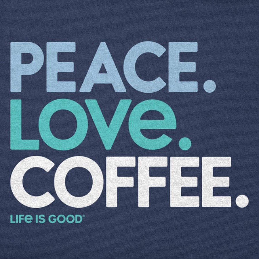 Men Life is Good Sweatshirts & Hoodies | Men'S Peace Love Coffee Simply True Fleece Hoodie Darkest Blue