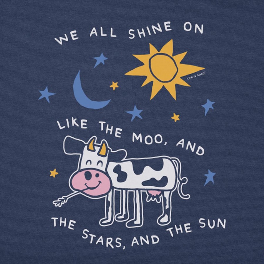 Kids Life is Good | Baby We All Shine On Cow Crusher Bodysuit Darkest Blue