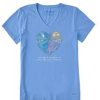 Women Life is Good Graphic Tees | Women'S Best Things Dragonfly Heart Crusher Vee Cornflower Blue