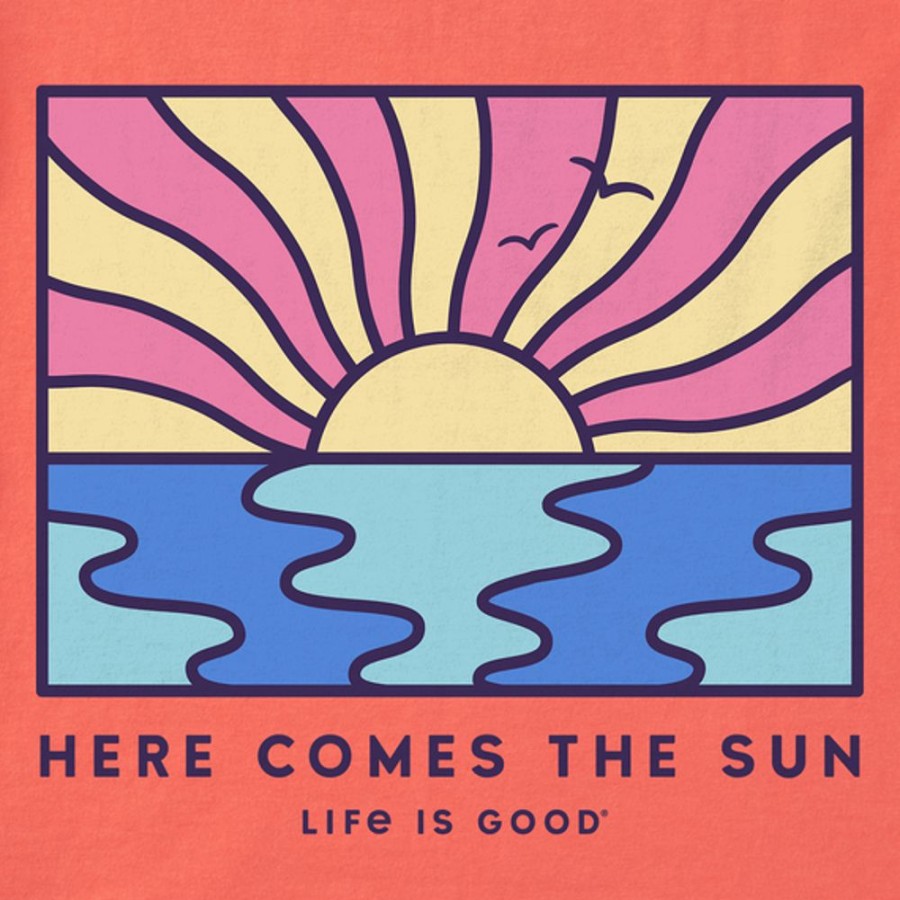 Women Life is Good Boxy Tees | Women'S Sun And Water Here Comes The Sun Boxy Crusher Tee Mango Orange