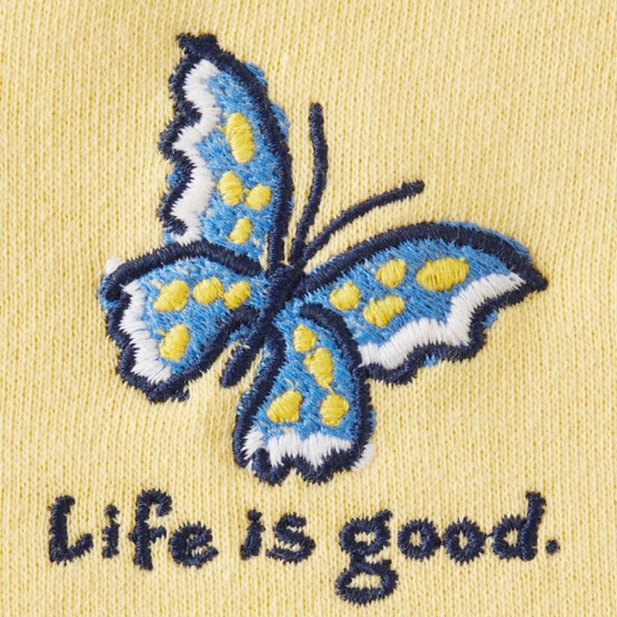 Women Life is Good Sweatshirts & Hoodies | Women'S Flutterby Butterfly Simply True Fleece Zip Hoodie Sandy Yellow