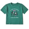 Women Life is Good Boxy Tees | Women'S Watercolor Willie Rain Or Shine Boxy Crusher Tee Spruce Green