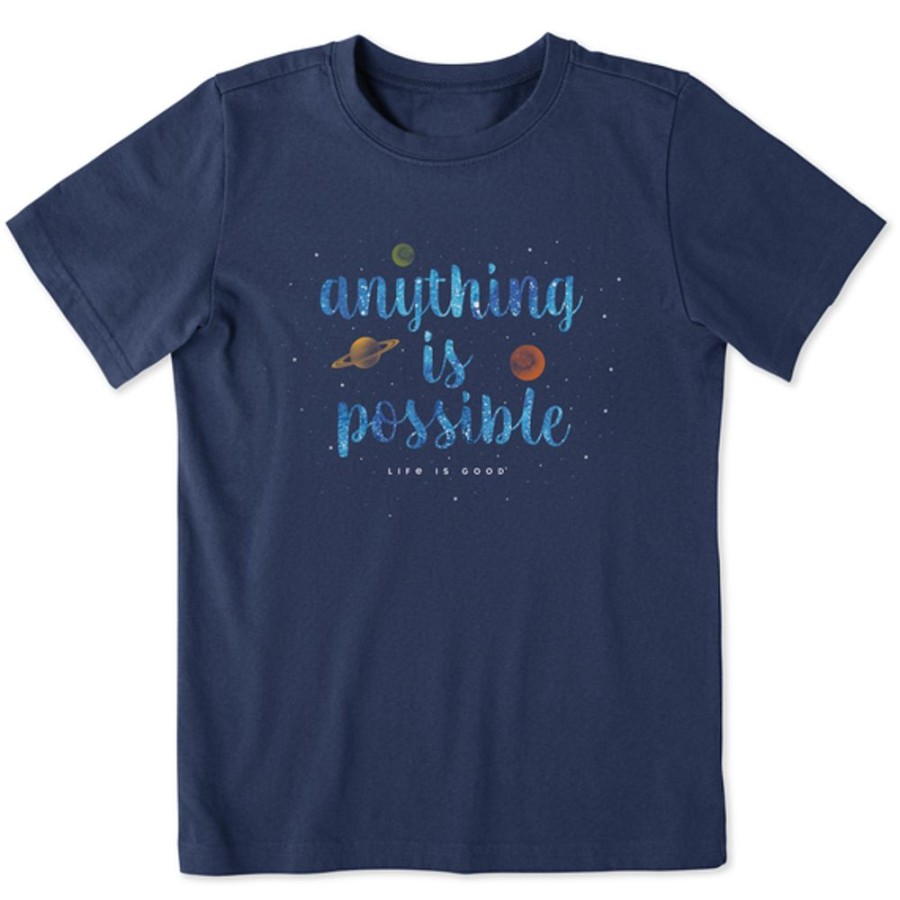 Kids Life is Good Graphic Tees | Kids Anything Is Possible Crusher Tee Darkest Blue