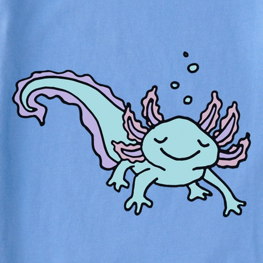 Kids Life is Good Graphic Tees | Kids Quirky Axolotl Crusher Tee Cornflower Blue