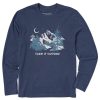 Men Life is Good Graphic Tees | Men'S Take It Outside Winter Long Sleeve Crusher Tee Darkest Blue