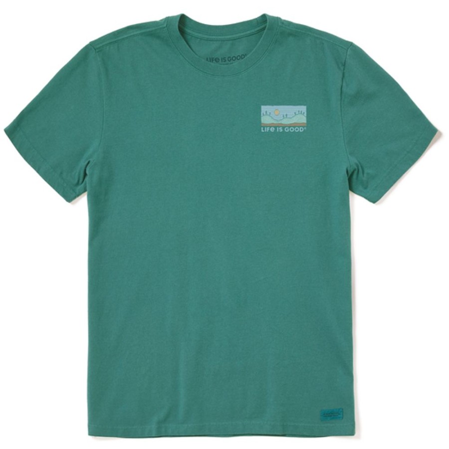 Men Life is Good Graphic Tees | Men'S Vintage Lake Scene Crusher Tee Spruce Green