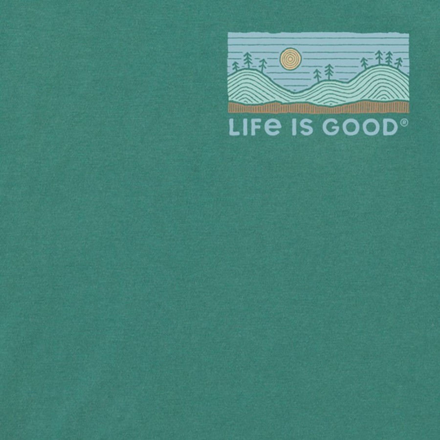 Men Life is Good Graphic Tees | Men'S Vintage Lake Scene Crusher Tee Spruce Green