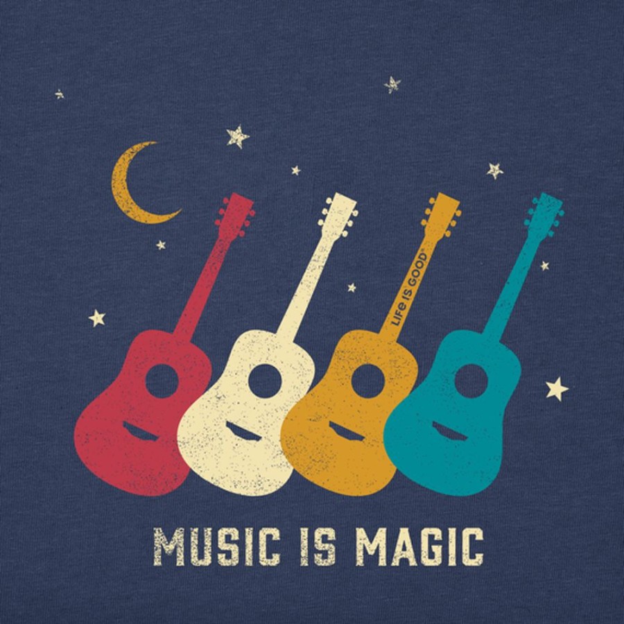 Kids Life is Good Graphic Tees | Kids Music Is Magic Guitar Quartet Crusher Tee Darkest Blue