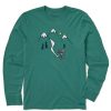 Men Life is Good Graphic Tees | Men'S Quirky Moose Snowboard Vista Long Sleeve Crusher Tee Spruce Green