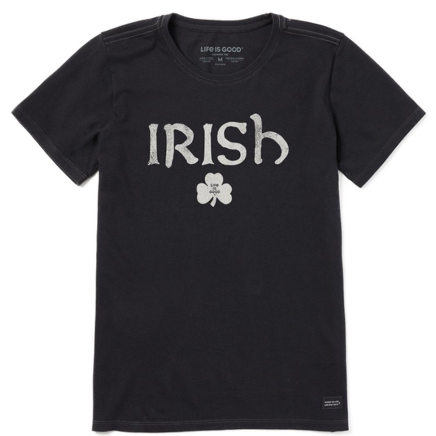 Women Life is Good Graphic Tees | Women'S Irish Clover Crusher Tee Jet Black