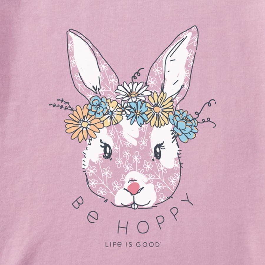 Kids Life is Good Graphic Tees | Kids Be Hoppy Flower Crown Crusher Tee Violet Purple