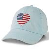 Women Life is Good Hats | Watercolor Flag Heart Sunwashed Chill Cap Beach Blue