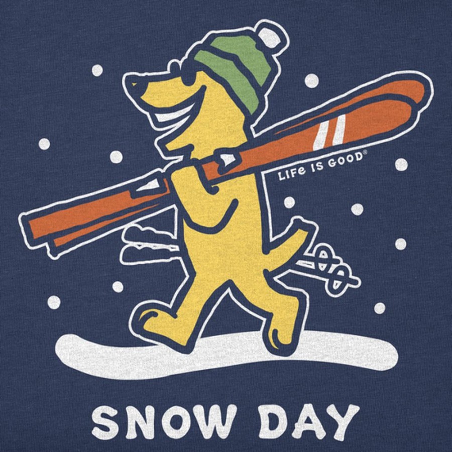 Kids Life is Good Graphic Tees | Kids Vintage Rocket Ski Snow Day Crusher Tee Darkest Blue