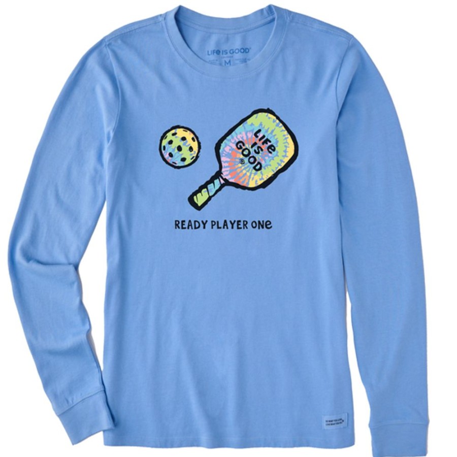 Home Life is Good Pickleball | Women'S Ready Player One Pickleball Long Sleeve Crusher Tee Cornflower Blue