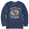 Kids Life is Good Graphic Tees | Kids Plays Well With Otters Long Sleeve Crusher Tee Darkest Blue