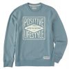 Men Life is Good Sweatshirts & Hoodies | Men'S Positive Lifestyle Diamond Simply True Fleece Crew Smoky Blue