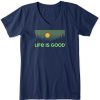 Women Life is Good Graphic Tees | Women'S Treeline Vista Crusher-Lite Vee Darkest Blue