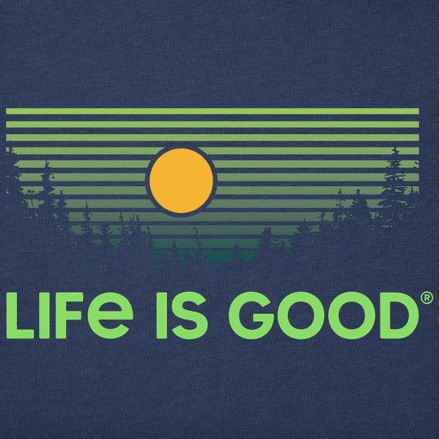 Women Life is Good Graphic Tees | Women'S Treeline Vista Crusher-Lite Vee Darkest Blue