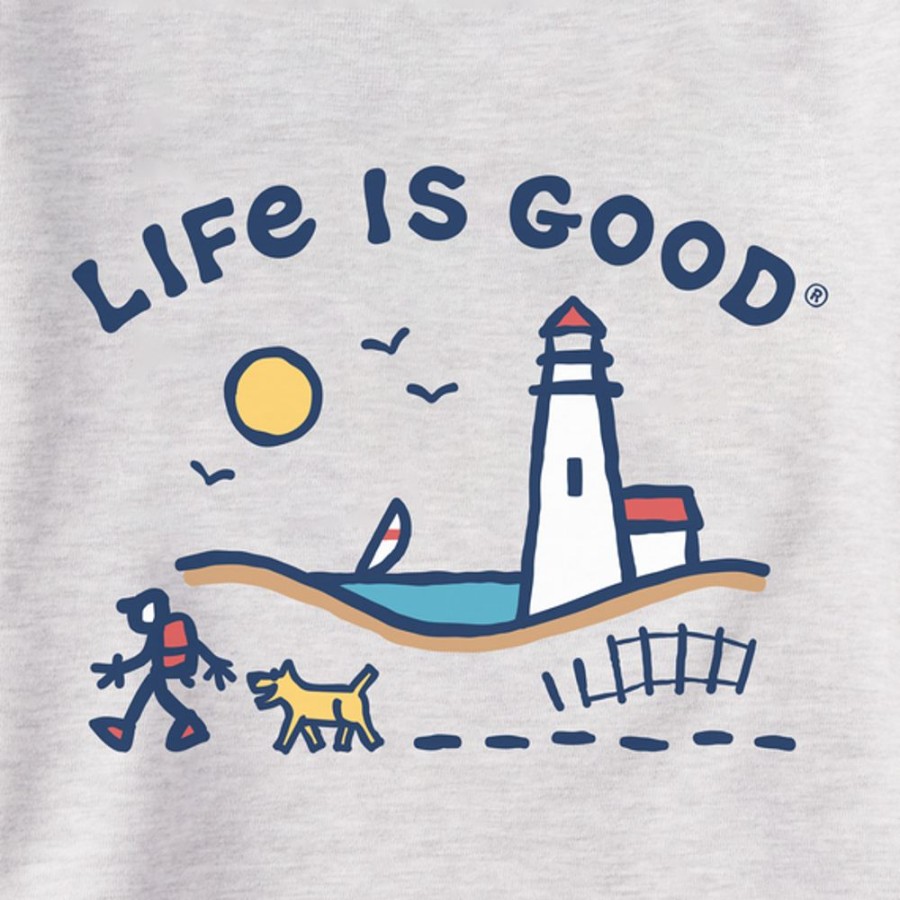 Men Life is Good Sweatshirts & Hoodies | Men'S Jake And Rocket Lighthouse Walk Simply True Fleece Hoodie Light Heather Gray