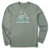 Men Life is Good Graphic Tees | Men'S Quirky Positive Altitude Mountain Long Sleeve Crusher Tee Moss Green