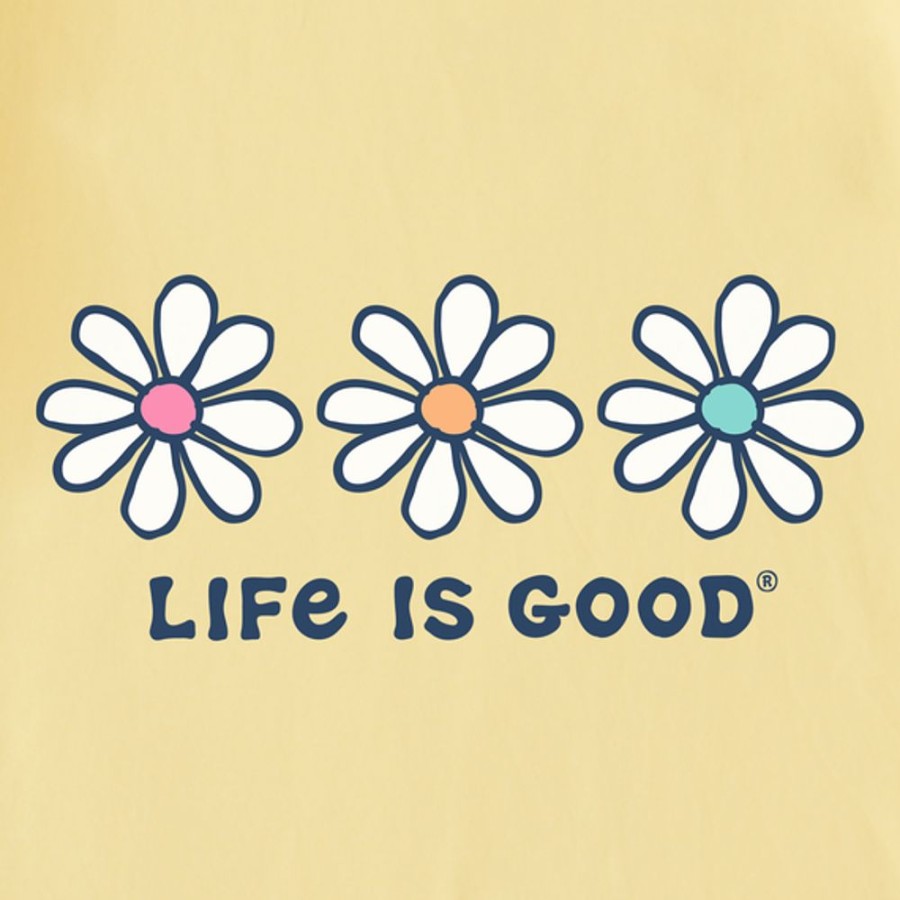 Women Life is Good Graphic Tees | Women'S 3 Daisies Crusher Tee Sandy Yellow