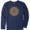 Men Life is Good Graphic Tees | Men'S Golden Mandala Long Sleeve Crusher Tee Darkest Blue