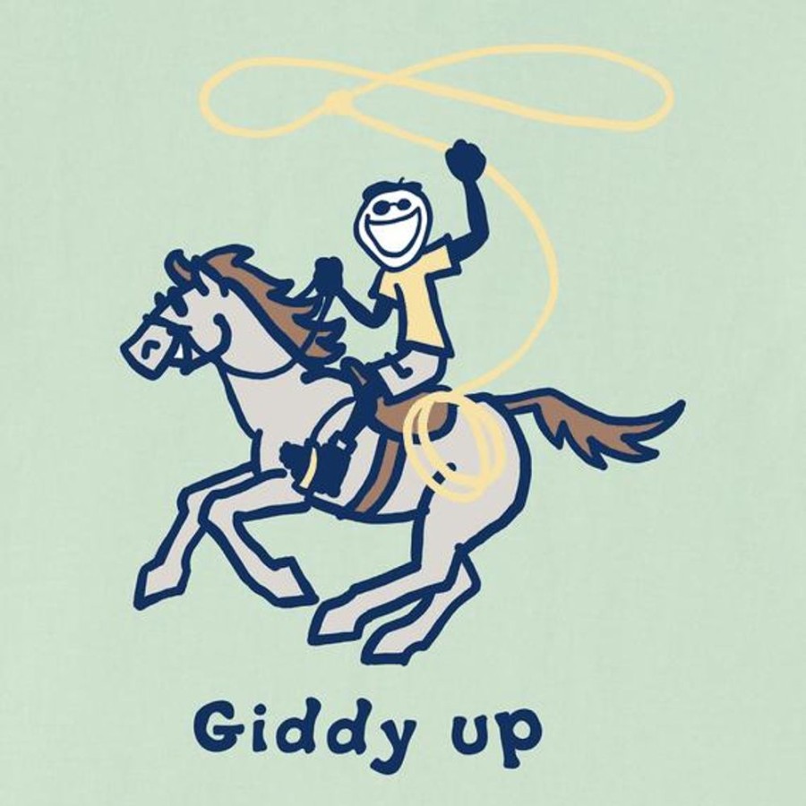 Kids Life is Good Graphic Tees | Kids Jake Giddy Up Crusher Tee Sage Green