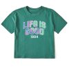 Women Life is Good Boxy Tees | Women'S Tie Dye Athletic 1994 Arch Boxy Crusher Tee Spruce Green