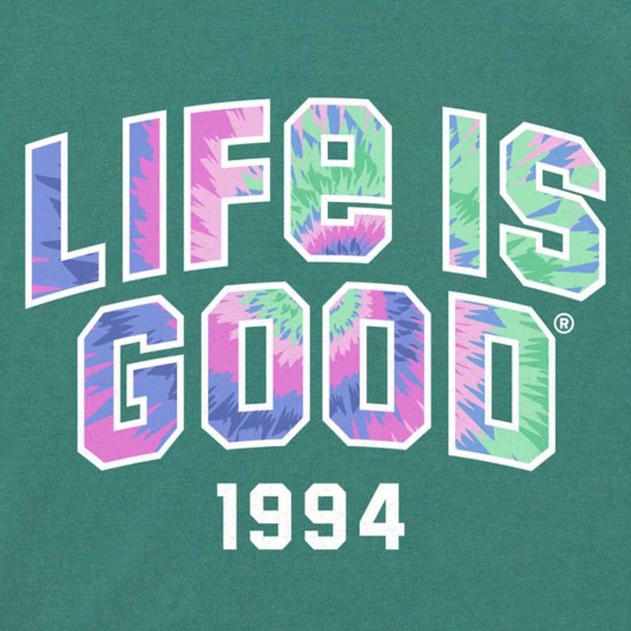 Women Life is Good Boxy Tees | Women'S Tie Dye Athletic 1994 Arch Boxy Crusher Tee Spruce Green