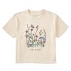 Women Life is Good Boxy Tees | Women'S Realaxed Wildflowers Boxy Crusher Tee Putty White