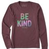 Women Life is Good Graphic Tees | Women'S Be Kind Long Sleeve Crusher-Lite Tee Mahogany Brown