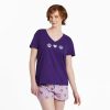 Women Life is Good Sleepwear | Women'S Heart Paw Trio Snuggle Up Relaxed Sleep Vee Deep Purple