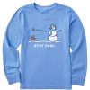 Kids Life is Good Graphic Tees | Kids Vintage Stay Cool Snowman Long Sleeve Crusher Tee Cornflower Blue