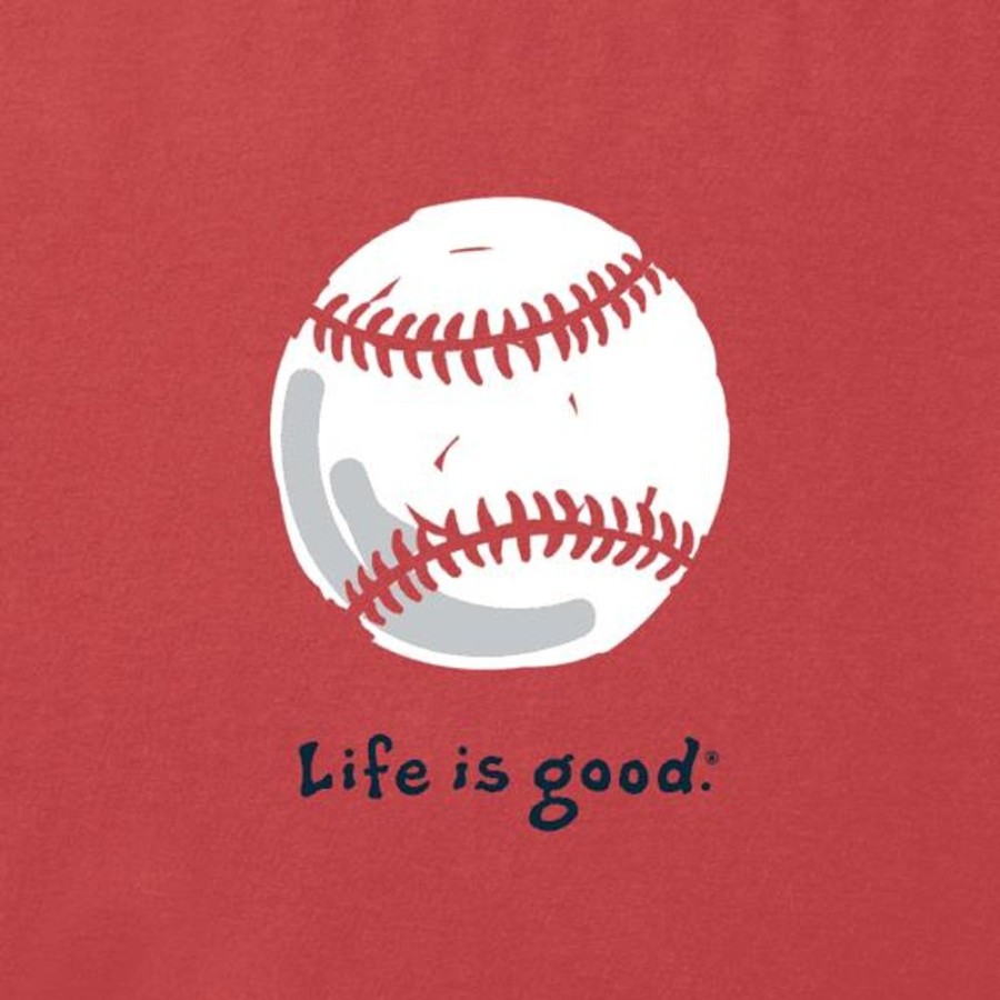 Men Life is Good Graphic Tees | Men'S Baseball Vintage Crusher Tee Faded Red