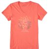 Women Life is Good Graphic Tees | Women'S Fireflies Flowers Jar Short Sleeve Vee Mango Orange