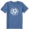 Kids Life is Good Graphic Tees | Kids Soccer Ball Sketch Crusher Tee Vintage Blue