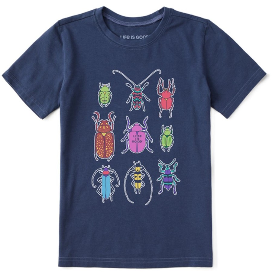 Kids Life is Good Graphic Tees | Kids Cool Bug Grid Crusher Tee Darkest Blue